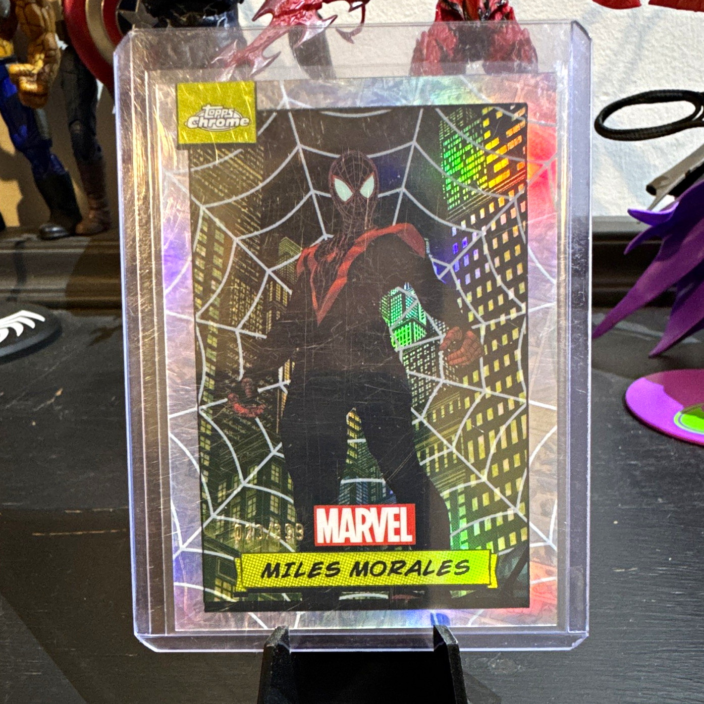 Topps 2024 Topps Chrome Marvel Miles Morales #81 spiderweb refractor /399
