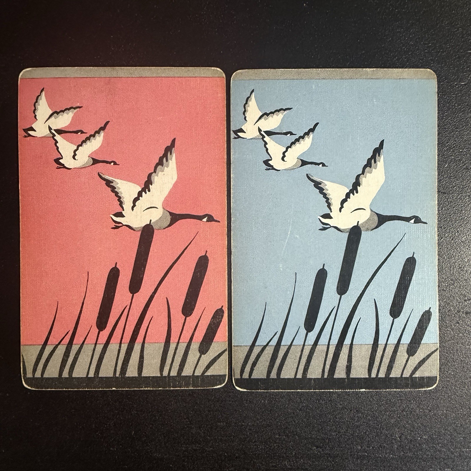 Canadian Geese Single Swap Playing Card Companions- c. 1950s (Linen) Canadian Geese Single Swap Playing Card Companions- c. 1950s (Linen)