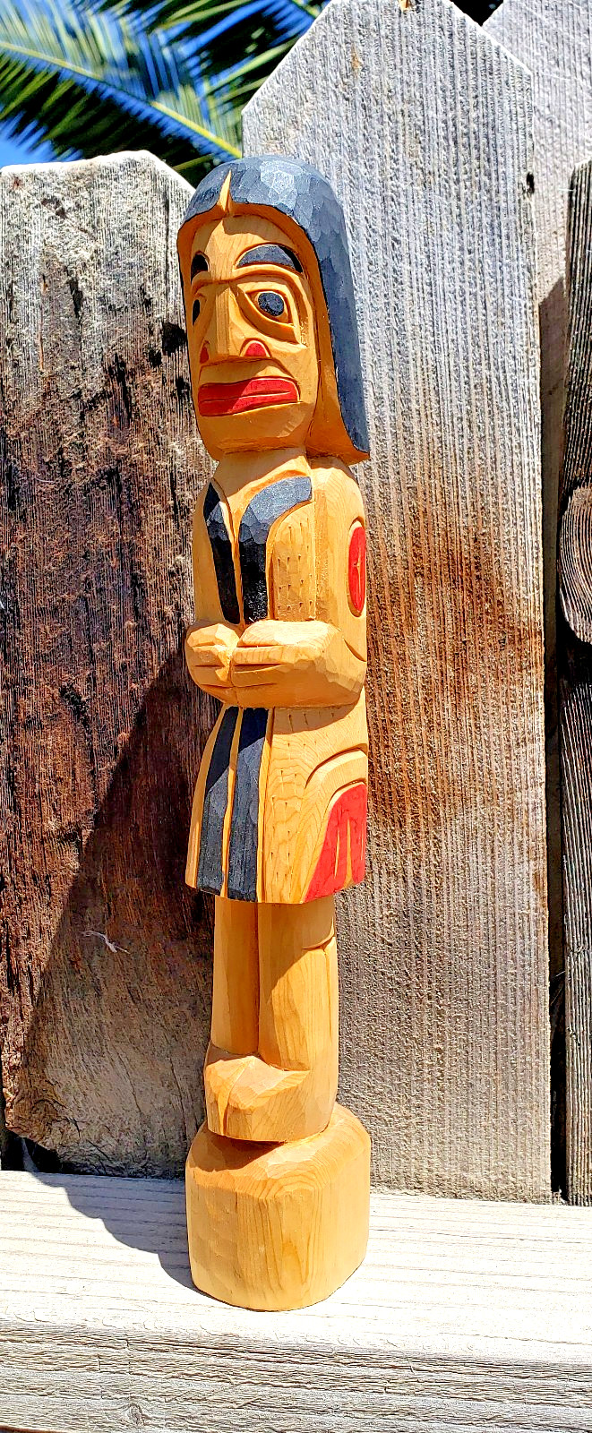 WATCHMAN - NWC Totem Pole - Yellow Cedar - Hand-Carved and Painted - Signed "DT" WATCHMAN - NWC Totem Pole - Yellow Cedar - Hand-Carved and Painted - Signed "DT"