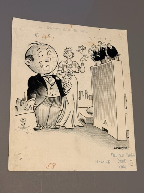 1956 Original Political Cartoon Drawing Sketch Joe Doakes Atoms Peace Eisenhower 1956 Original Political Cartoon Drawing Sketch Joe Doakes Atoms Peace Eisenhower