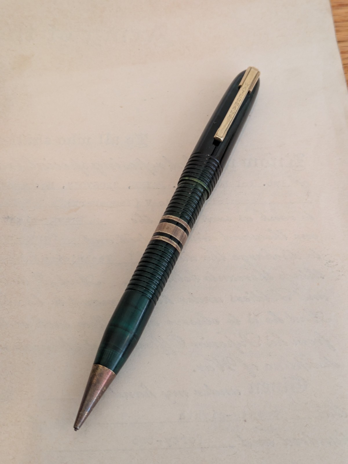 VINTAGE WATERMAN 100 Year MECHANICAL PENCIL GREEN w/ GOLD TRIM VINTAGE WATERMAN 100 Year MECHANICAL PENCIL GREEN w/ GOLD TRIM