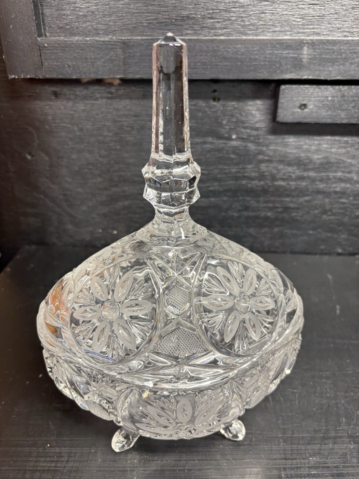 A Gorgeous Vintage Clear Crystal Covered Footed Candy/Nut Dish Bowl Minor Chip A Gorgeous Vintage Clear Crystal Covered Footed Candy/Nut Dish Bowl Minor Chip