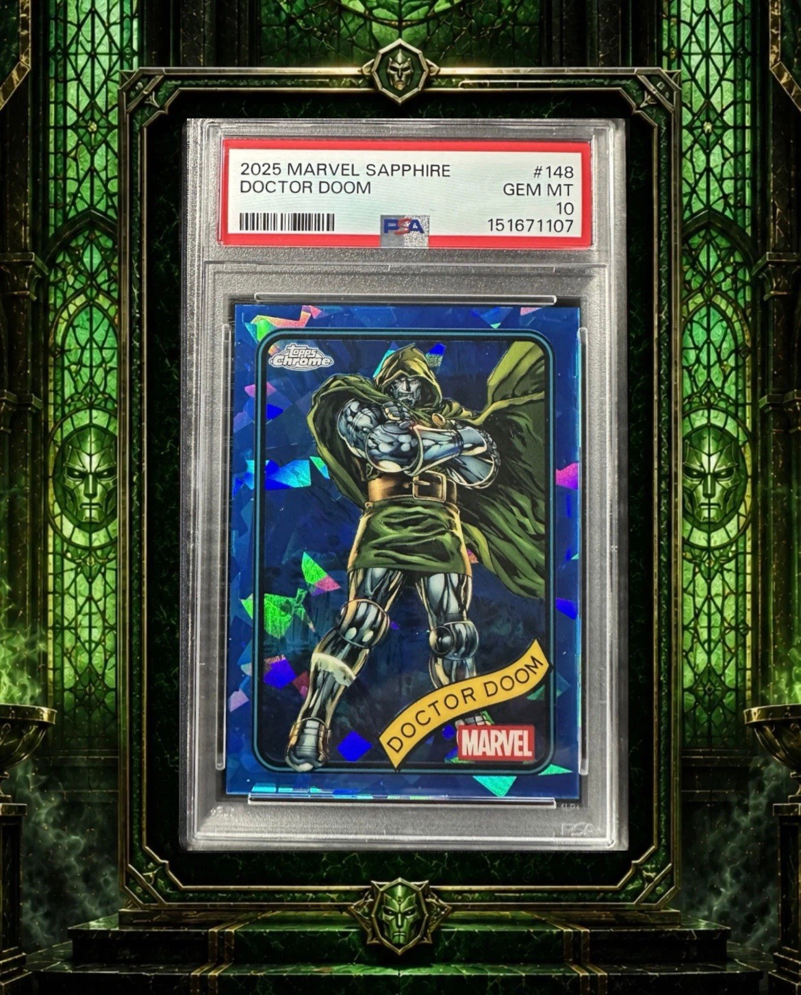 Topps 2025 Marvel Sapphire Doctor Doom #148 PSA 10 Gem Mint Topps 2025 Marvel Sapphire Doctor Doom #148 PSA 10 Gem Mint