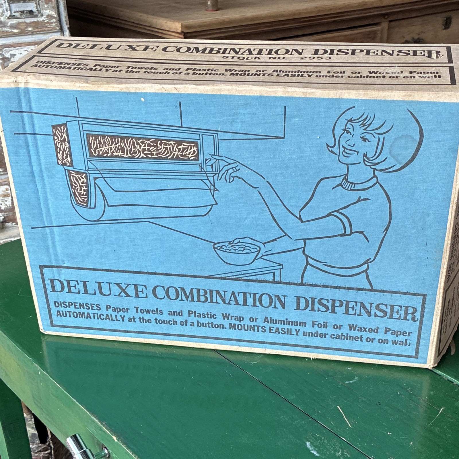 Vintage NOS Deluxe Combination Kitchen Wrap Towels Foil Dispenser In Orig Box Vintage NOS Deluxe Combination Kitchen Wrap Towels Foil Dispenser In Orig Box
