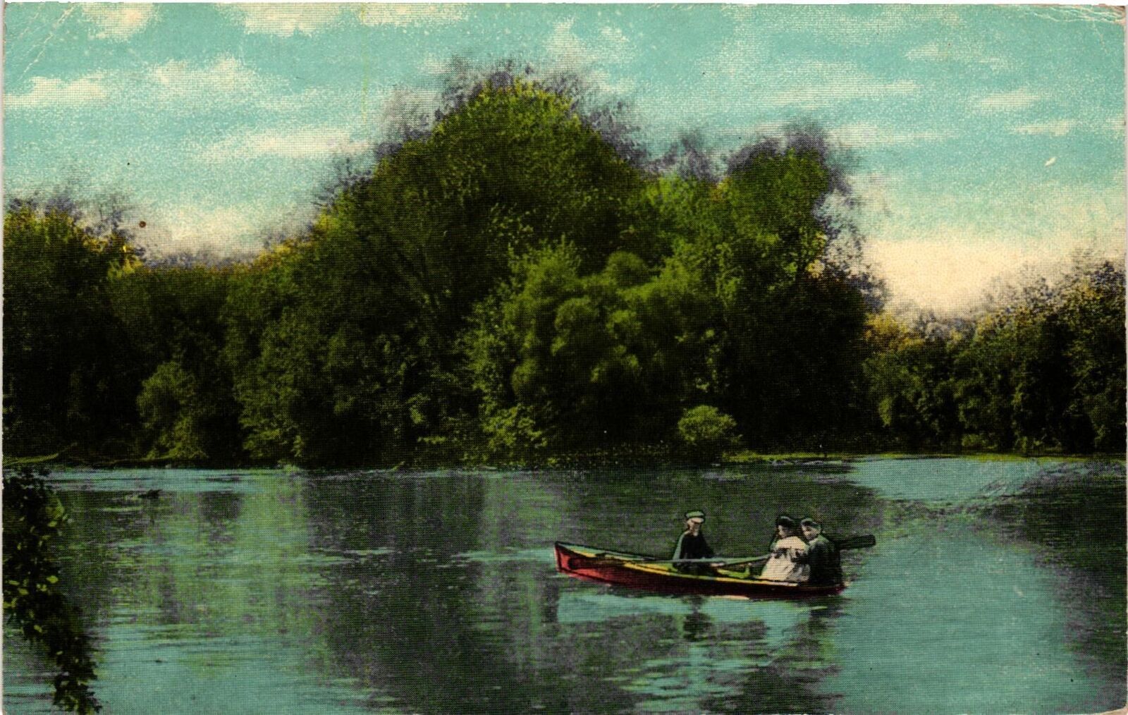 Vintage Postcard- Bad River, Boating, Saint Charles, MI Early 1900s
