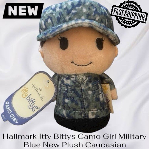NEW Hallmark Itty Bittys Camo White Woman Blue Military Plush 