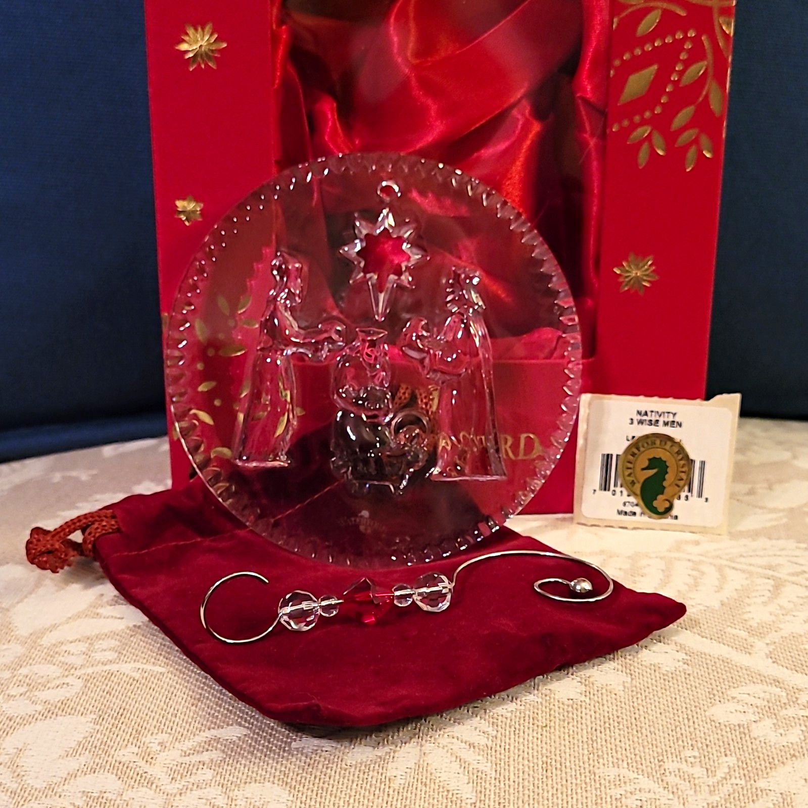 Waterford Crystal Nativity Three Wise Men Hanging Round Ornament Christmas 2017