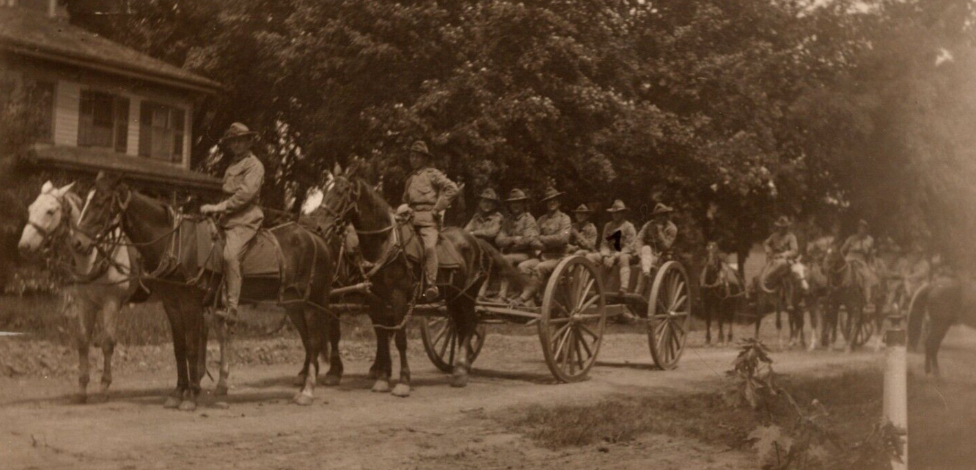 1909 RPPC US Military Horseback w/ Wagons In FOND DU LAC WISCONSIN RARE Postcard 1909 RPPC US Military Horseback w/ Wagons In FOND DU LAC WISCONSIN RARE Postcard
