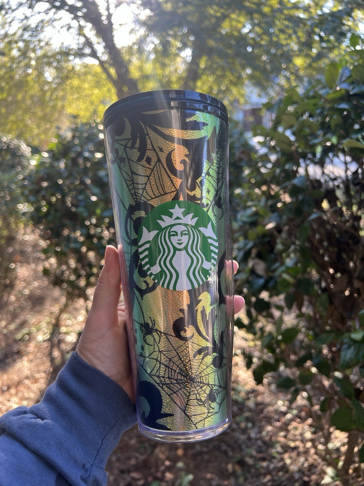 NWT Starbucks 2021 Target Halloween Green Foil Spiderweb Tumbler NWT Starbucks 2021 Target Halloween Green Foil Spiderweb Tumbler