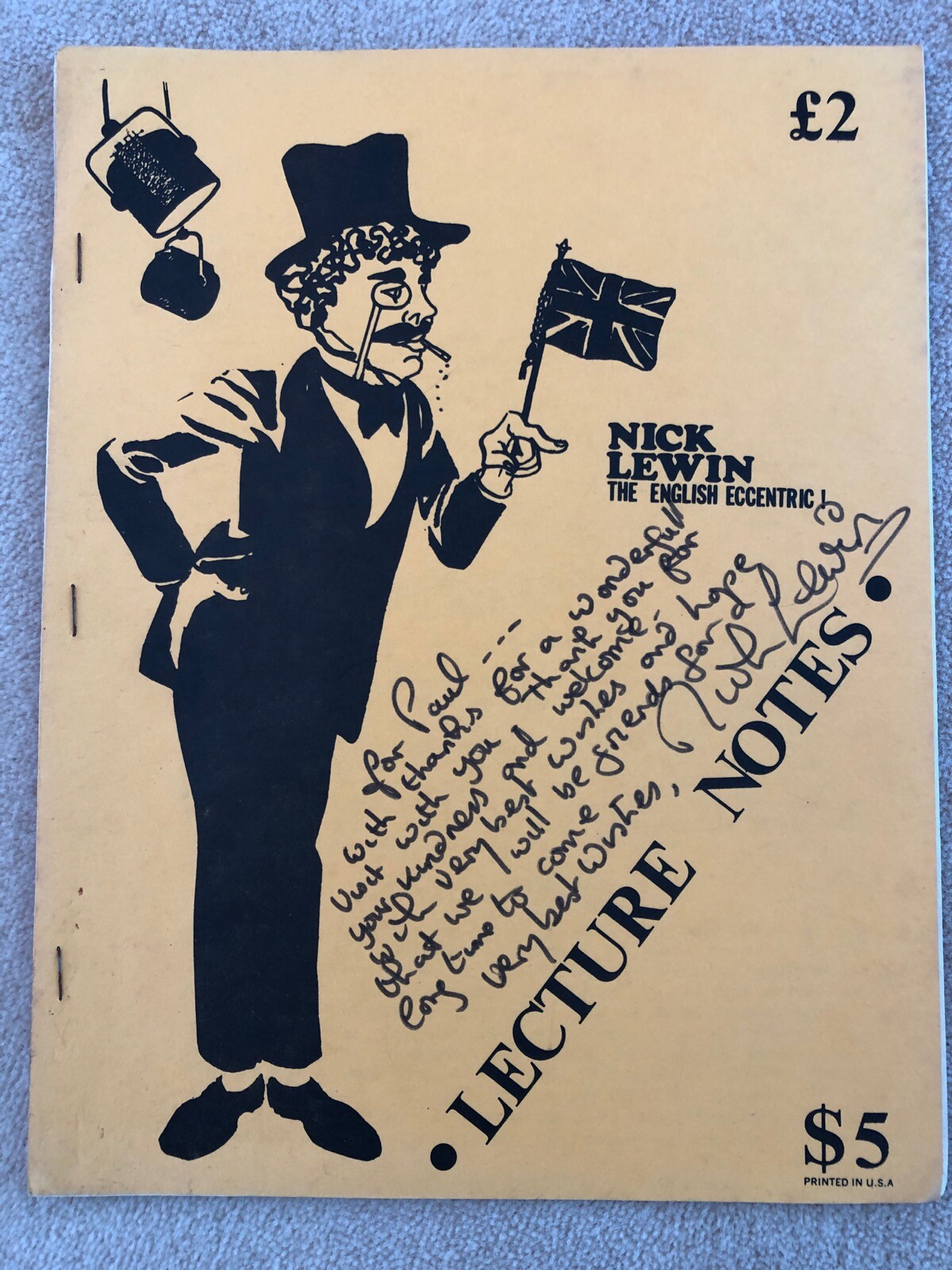 Nick Lewin Lcture Note signed Nick Lewin Lcture Note signed