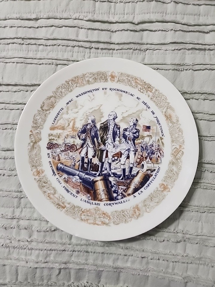 Darceau Limoges , Lafayette, Washington Plate, 1974, No 976 Rare, Collectible Darceau Limoges , Lafayette, Washington Plate, 1974, No 976 Rare, Collectible