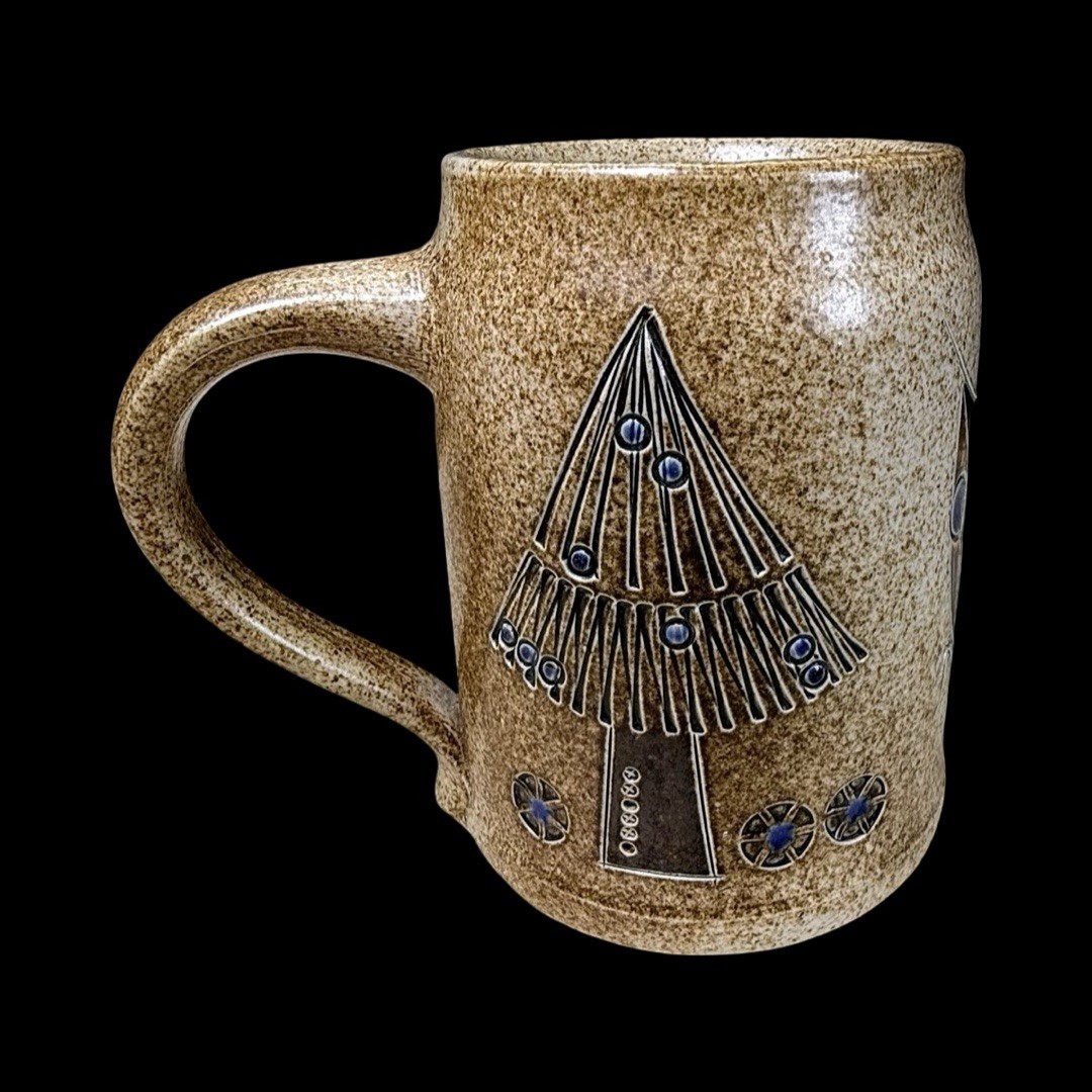 Heinz Theo Dietz 70B Studio Pottery Tankard Mug Owl Tree Germany Vintage MCM HTF