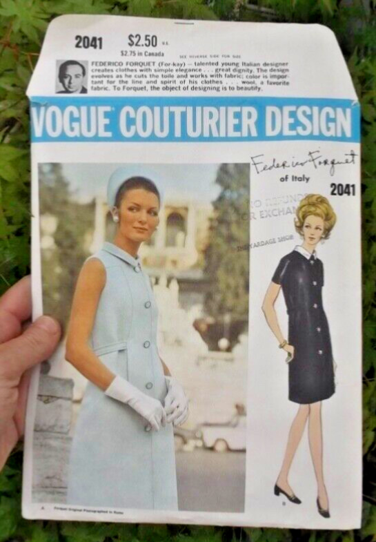 Vintage Federico Forquet Sewing Pattern Vogue Couturier Dress Size 12 Vintage Federico Forquet Sewing Pattern Vogue Couturier Dress Size 12