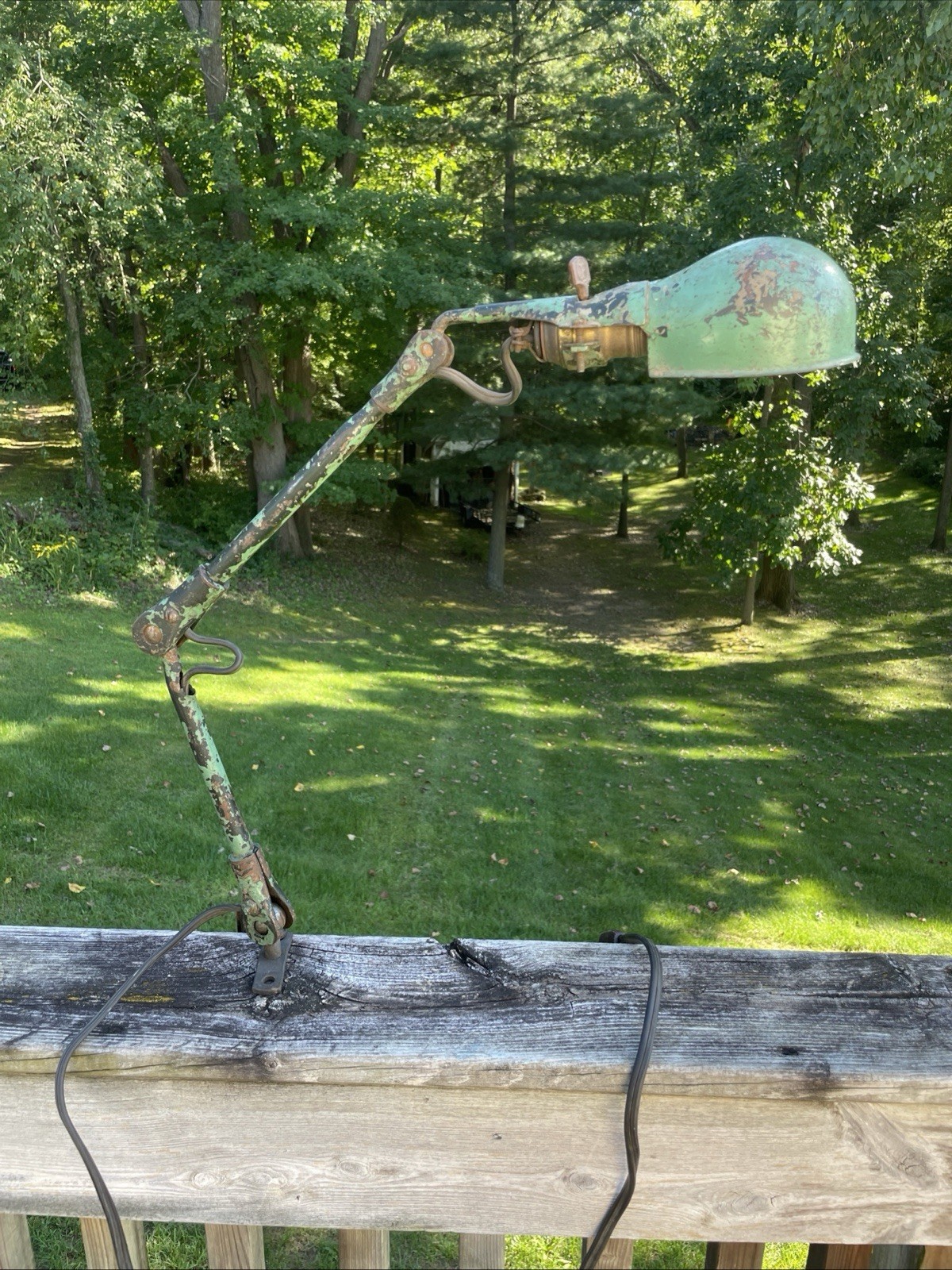 Vintage Articulating Industrial Drafting Lamp Light Machine Age Grungy Paint