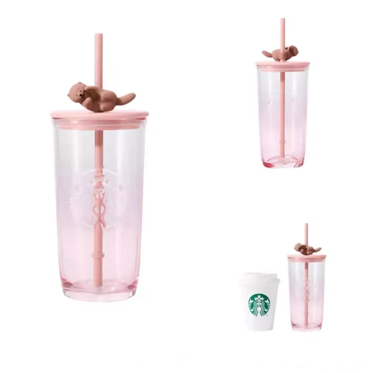 New 2025 Starbucks Valentine's Day otter Love Glass Tumbler 500ml New 2025 Starbucks Valentine's Day otter Love Glass Tumbler 500ml