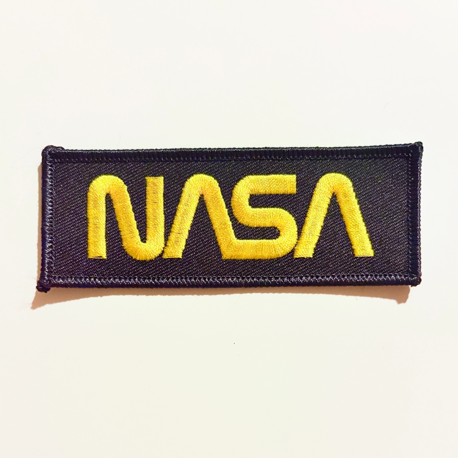 NASA Patch Embroidered Worm Logo Black Gold Space Program 4.25 Inch Badge NASA Patch Embroidered Worm Logo Black Gold Space Program 4.25 Inch Badge