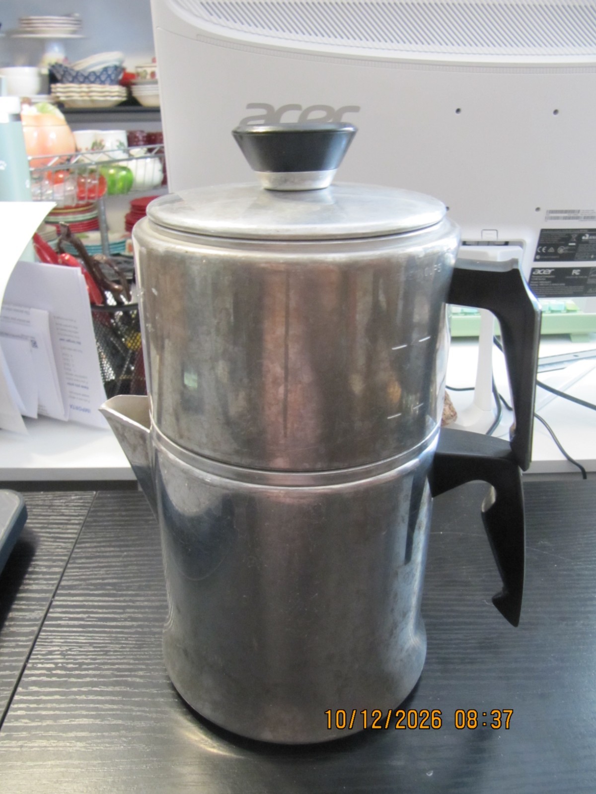 MIRRO vintage aluminum drip coffee maker circa 1950s, 7-cup model M-0827 MIRRO vintage aluminum drip coffee maker circa 1950s, 7-cup model M-0827