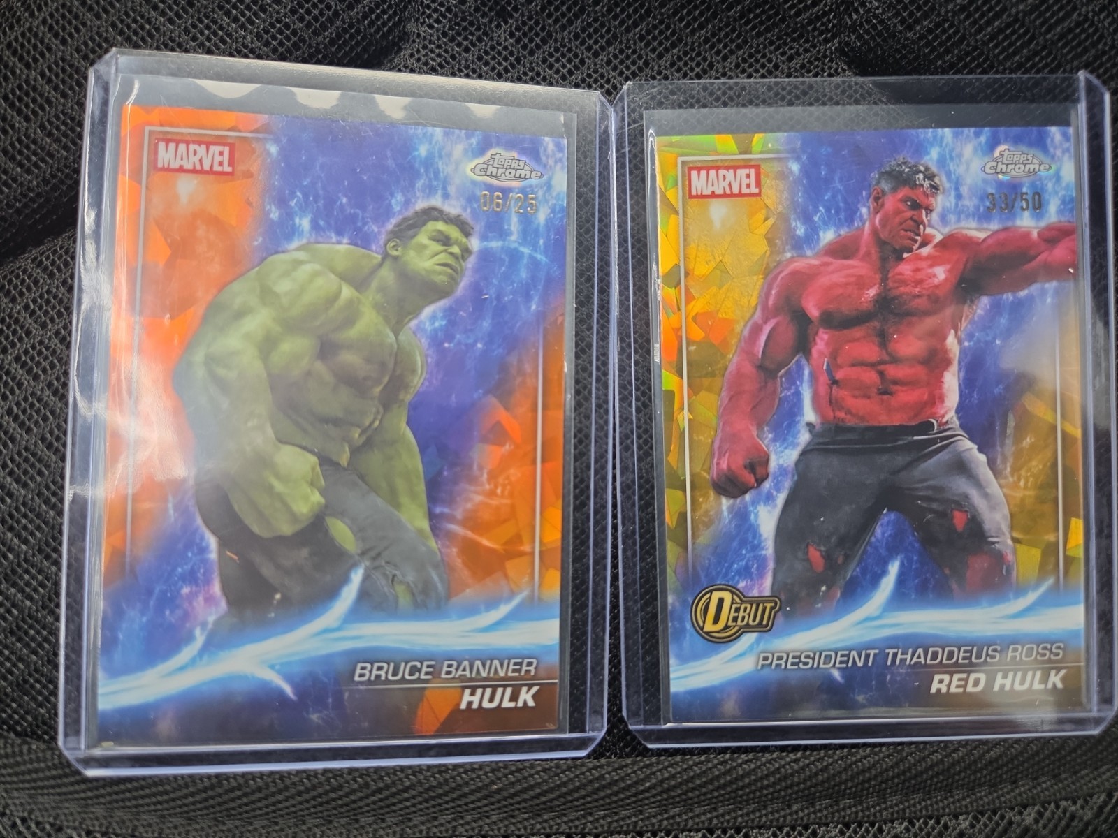 Topps 2025 Chrome Marvel Orange #27 Hulk Bruce Banner 06/25 SSP & Red Hulk 33/50 Topps 2025 Chrome Marvel Orange #27 Hulk Bruce Banner 06/25 SSP & Red Hulk 33/50