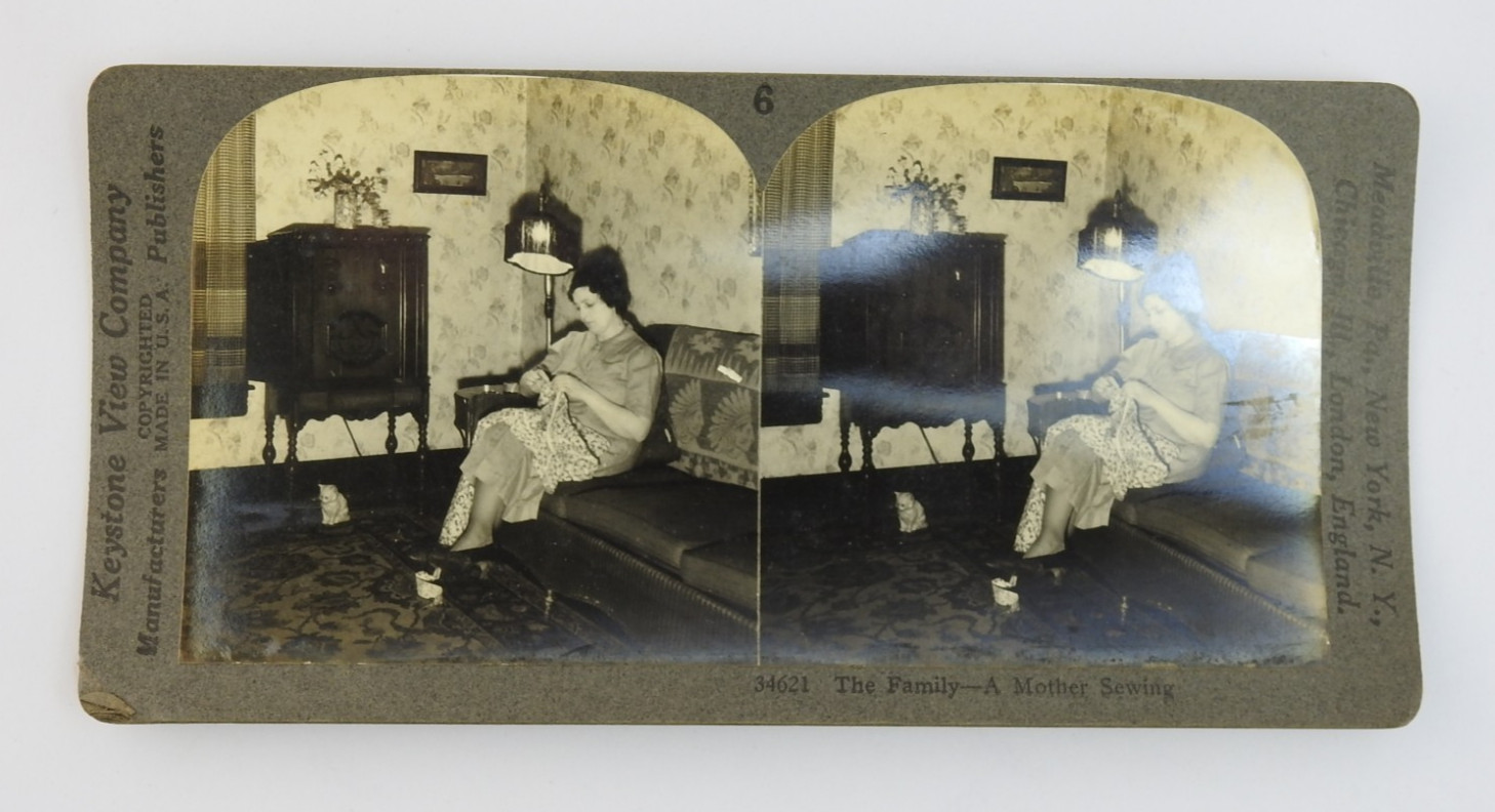Vintage Keystone Stereoview Company Stereoview Card 34621 Woman Sewing Vintage Keystone Stereoview Company Stereoview Card 34621 Woman Sewing