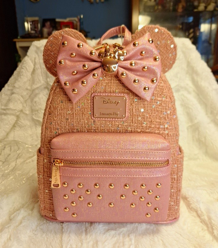Loungefly Disney Minnie Mouse Ears & Bow Pink Glitter Mini Backpack WDBK4319 Loungefly Disney Minnie Mouse Ears & Bow Pink Glitter Mini Backpack WDBK4319