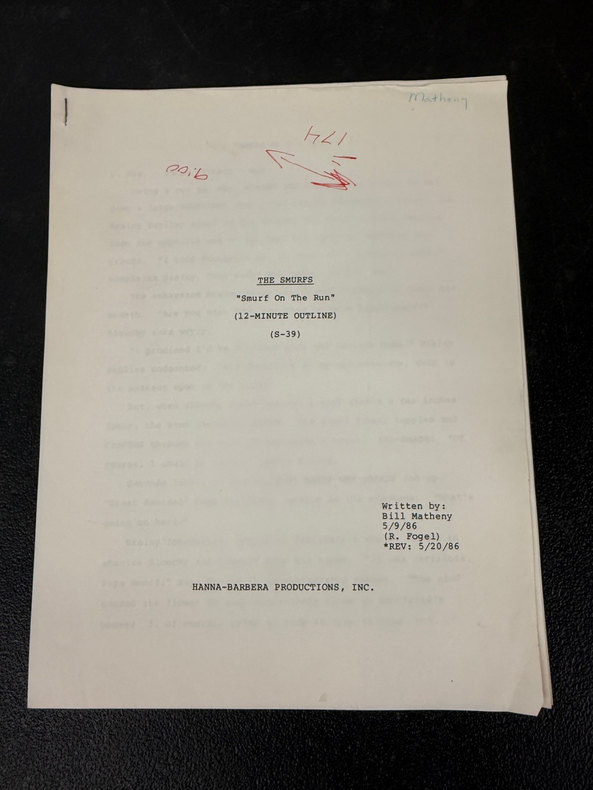 The Smurfs Original Story Outline 1986 Smurf on the Run Hanna-Barbera Matheny The Smurfs Original Story Outline 1986 Smurf on the Run Hanna-Barbera Matheny