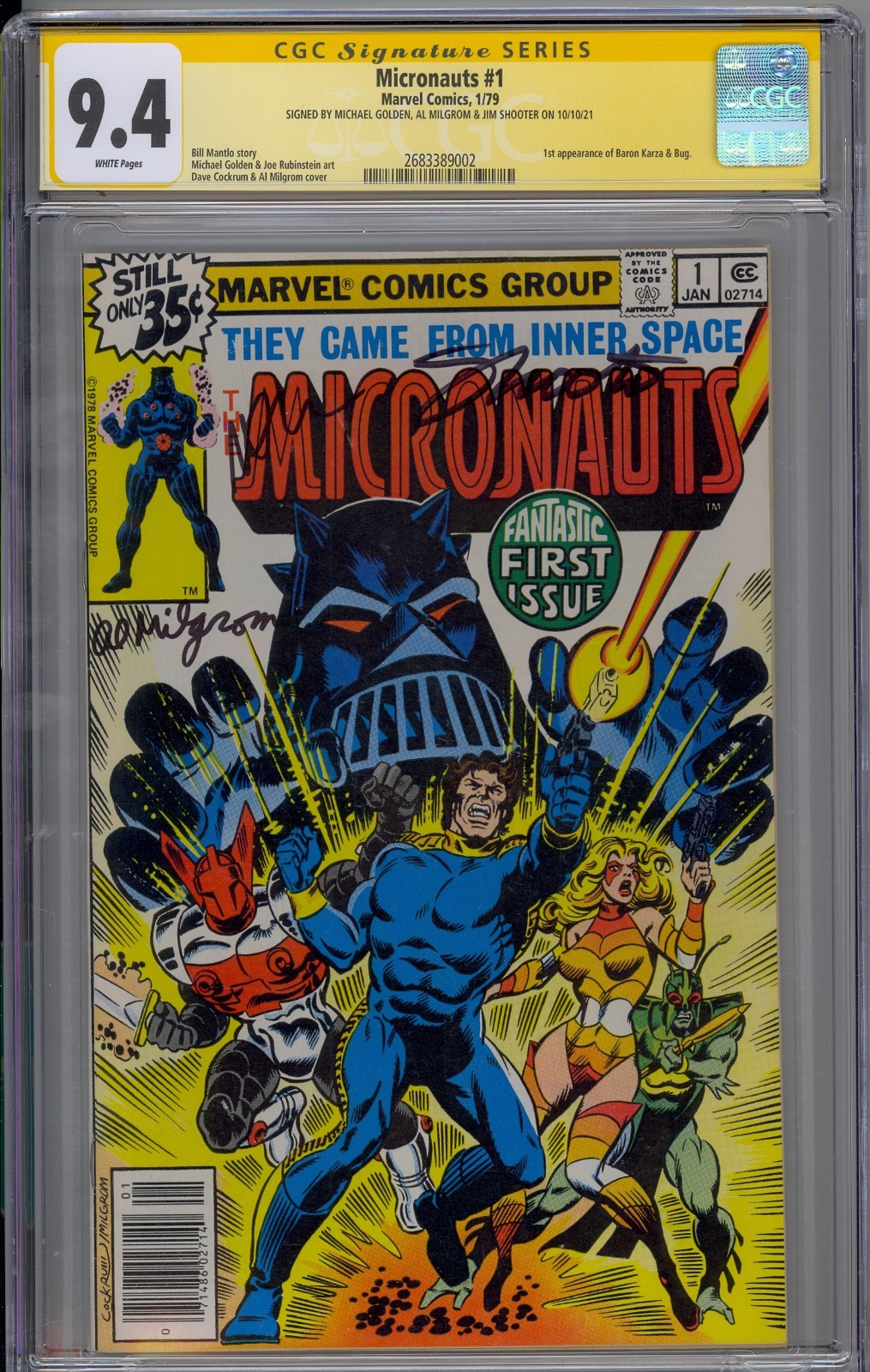 Micronauts #1 1979 Marvel Comics CGC 9.4 SS Signed Milgrom Golden White Pages Micronauts #1 1979 Marvel Comics CGC 9.4 SS Signed Milgrom Golden White Pages