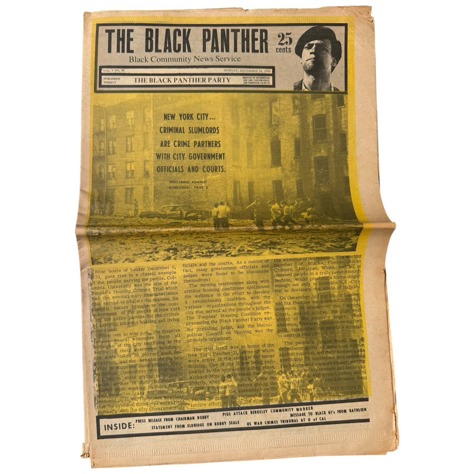 Vintage The Black Panther Party Newspaper December 1970 Slumlords Huey Newton Vintage The Black Panther Party Newspaper December 1970 Slumlords Huey Newton