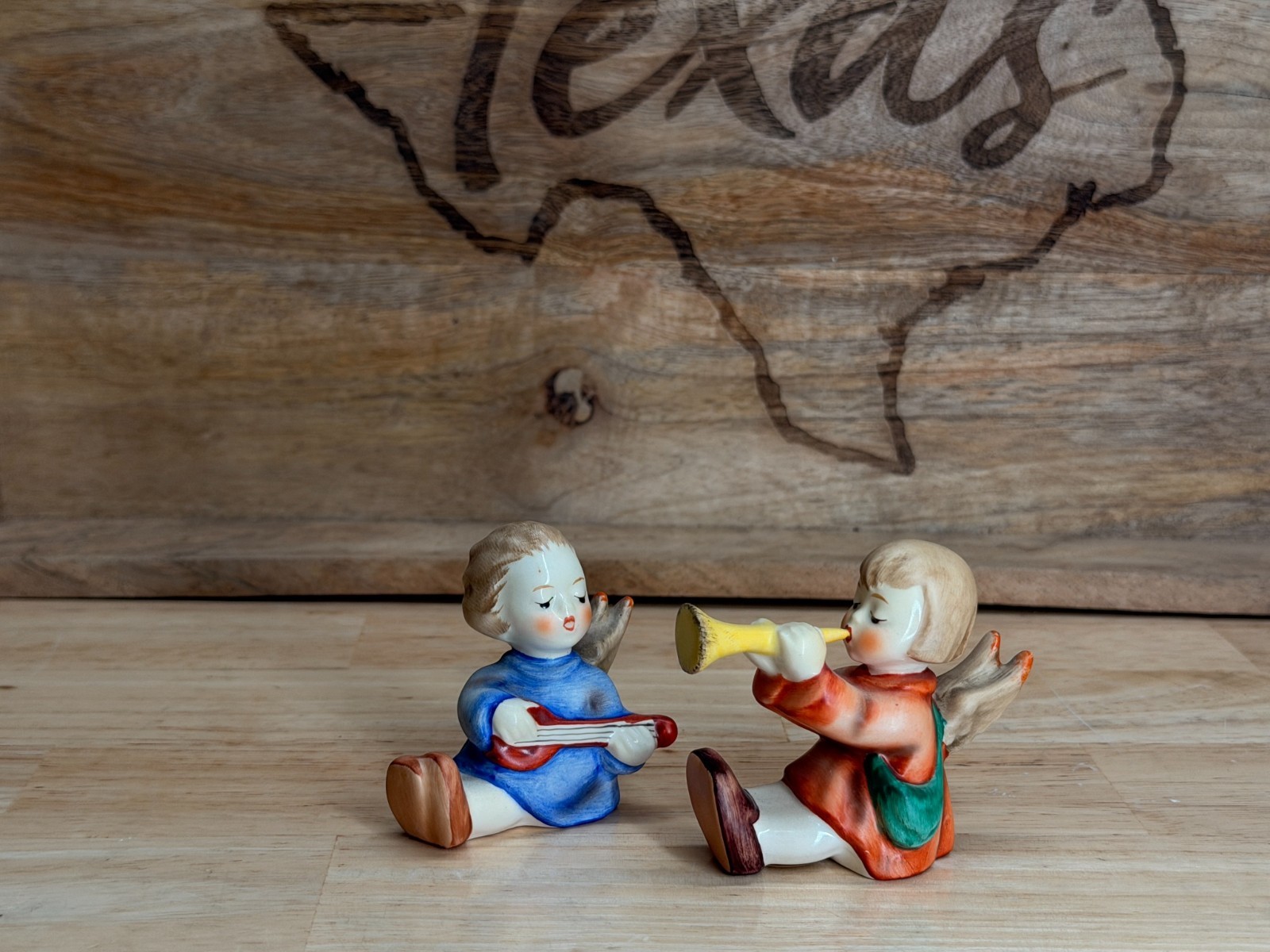 Vintage Goebel Hummel Angel Musicians 238/A 238/C Lute Trumpet Figurines Pair
