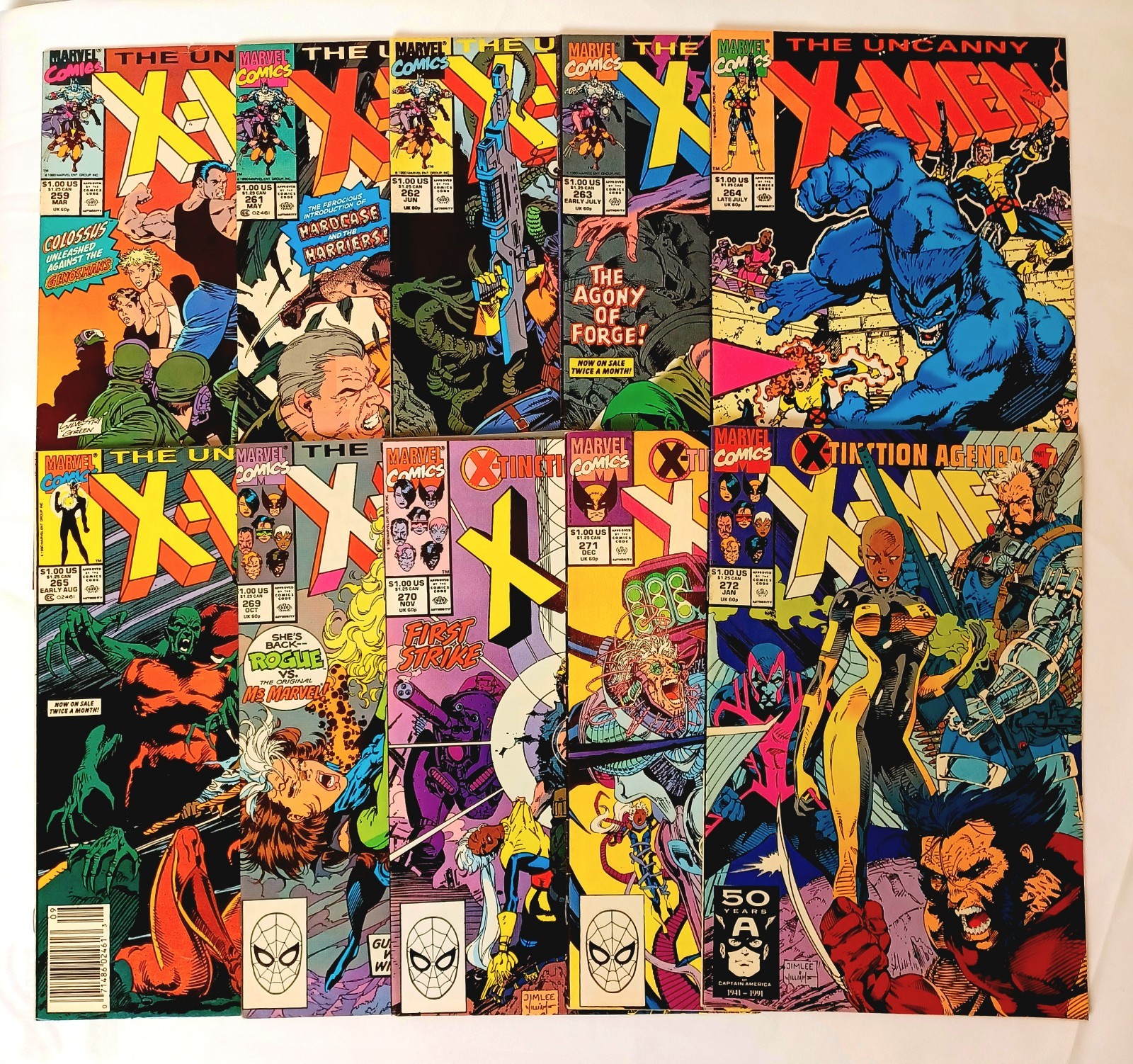 Uncanny X-Men 10 Comic Lot 259 261 262 263 264 265 269 270 271 272 Marvel Uncanny X-Men 10 Comic Lot 259 261 262 263 264 265 269 270 271 272 Marvel
