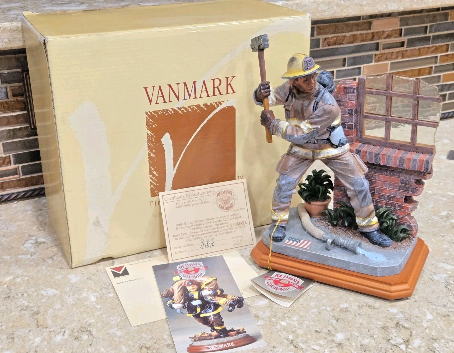 2001 VANMARK RED HATS OF COURAGE "SHATTER" FIREMAN FIGURINE 9"H NIB COA 2001 VANMARK RED HATS OF COURAGE "SHATTER" FIREMAN FIGURINE 9"H NIB COA