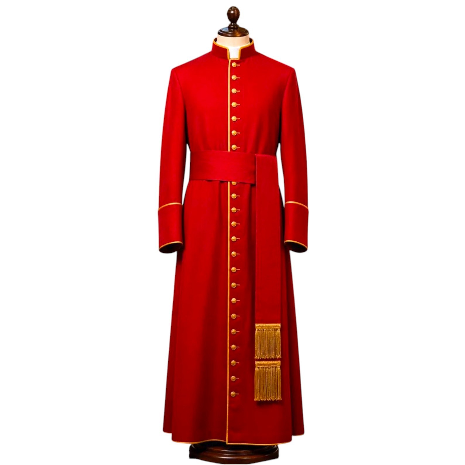Handmade Red Clergy Cassock with Gold Trim – Traditional Priest Robe,Liturgical Handmade Red Clergy Cassock with Gold Trim – Traditional Priest Robe,Liturgical