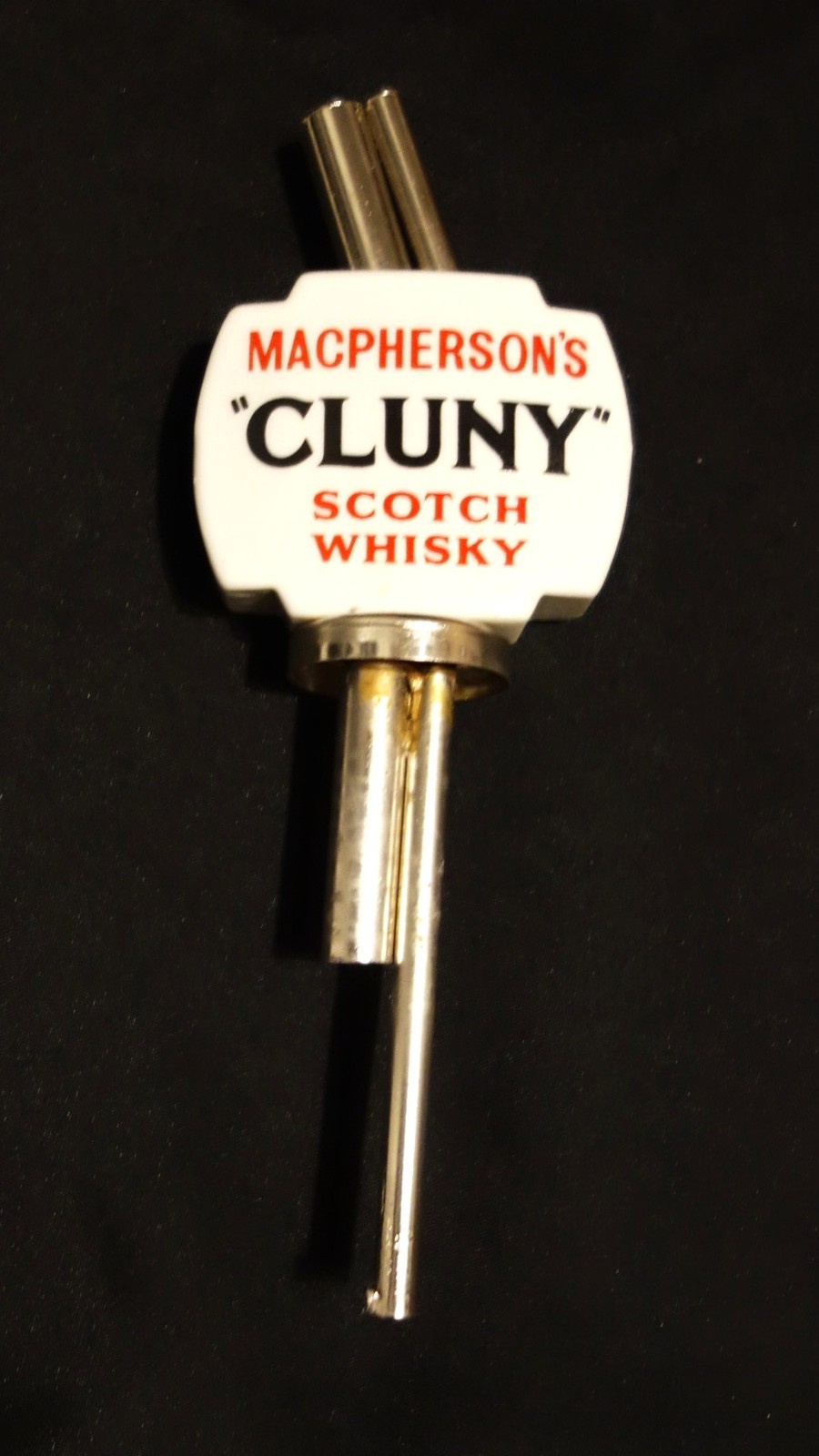 RARE Vintage Macpherson’s “Cluny” Scotch Whisky Bar Shot Pourer — Ceramic Label RARE Vintage Macpherson’s “Cluny” Scotch Whisky Bar Shot Pourer — Ceramic Label