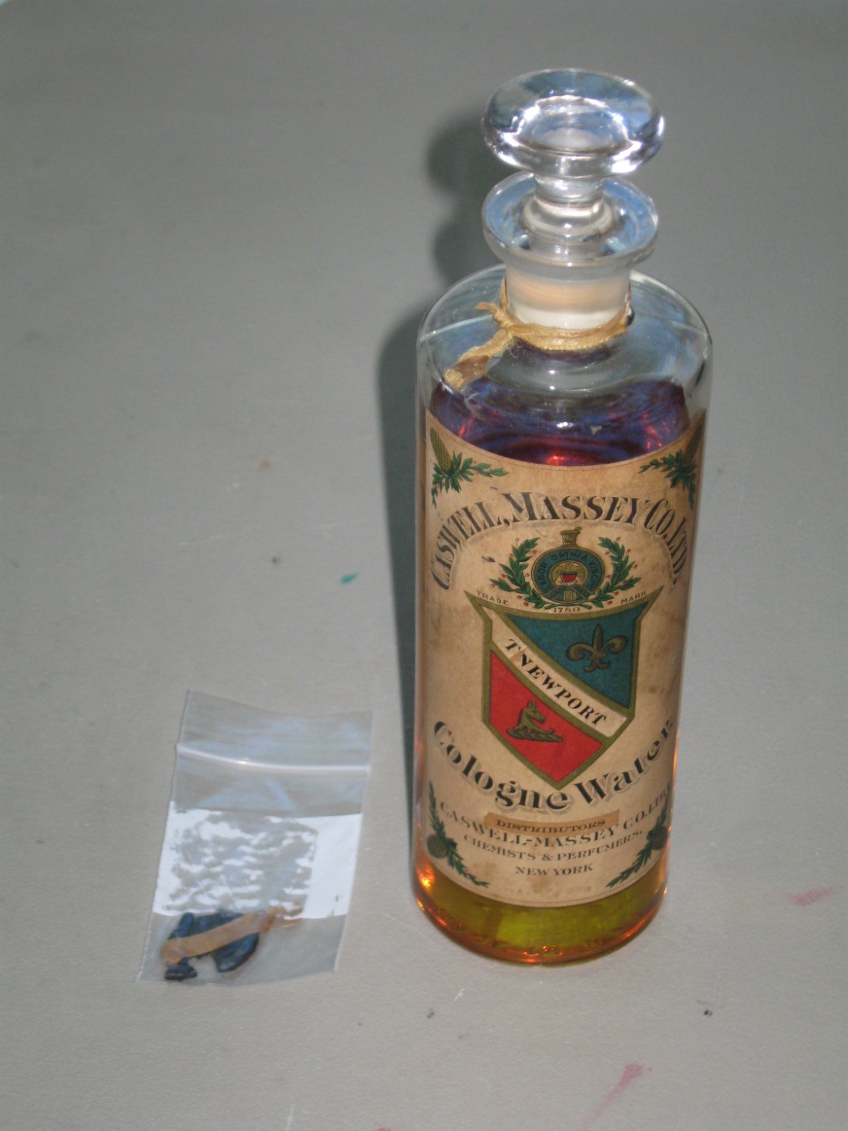 Antique/Vintage Caswell-Massey Newport Cologne Water Bottle Sealed 3/4 Full - 9"