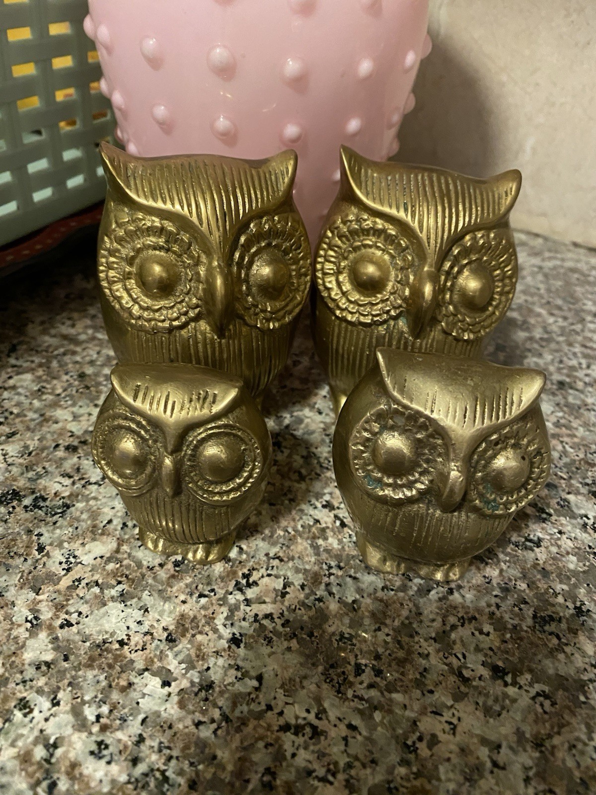 Vintage Brass Owl Figure Paperweight 3” Set Of 4 Vintage Brass Owl Figure Paperweight 3” Set Of 4