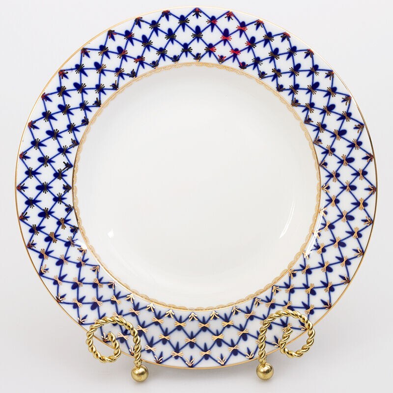 8" Imperial Porcelain Cobalt Net Dessert Plate Lomonosov Plate LFZ Russian Plate