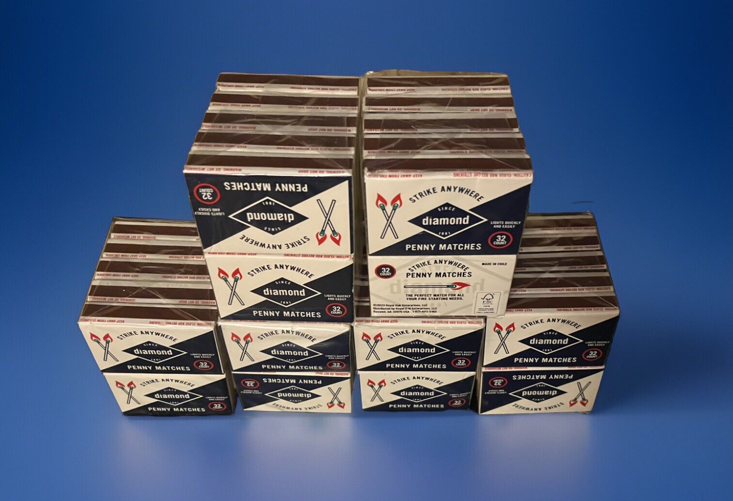 60 Boxes (6 Packs of 10) Diamond Strike Anywhere Penny Matches 1,920 Total 60 Boxes (6 Packs of 10) Diamond Strike Anywhere Penny Matches 1,920 Total