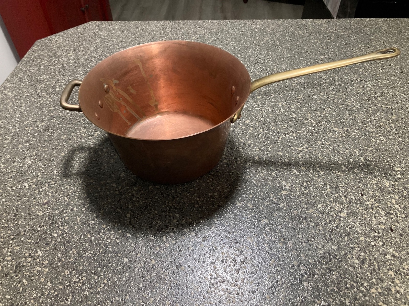 LARGE RUFFONI vtg copper splayed pot italian pan sauce saute stock baking 10x6 LARGE RUFFONI vtg copper splayed pot italian pan sauce saute stock baking 10x6