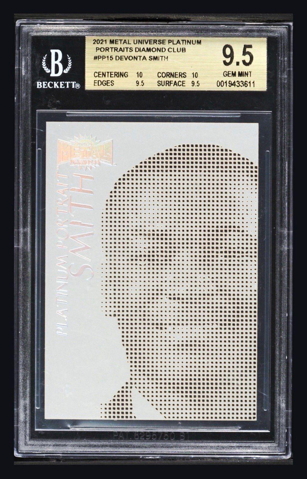 2021 Skybox Metal Universe Platinum Portraits Diamond Club Devont'a Smith /15 2021 Skybox Metal Universe Platinum Portraits Diamond Club Devont'a Smith /15
