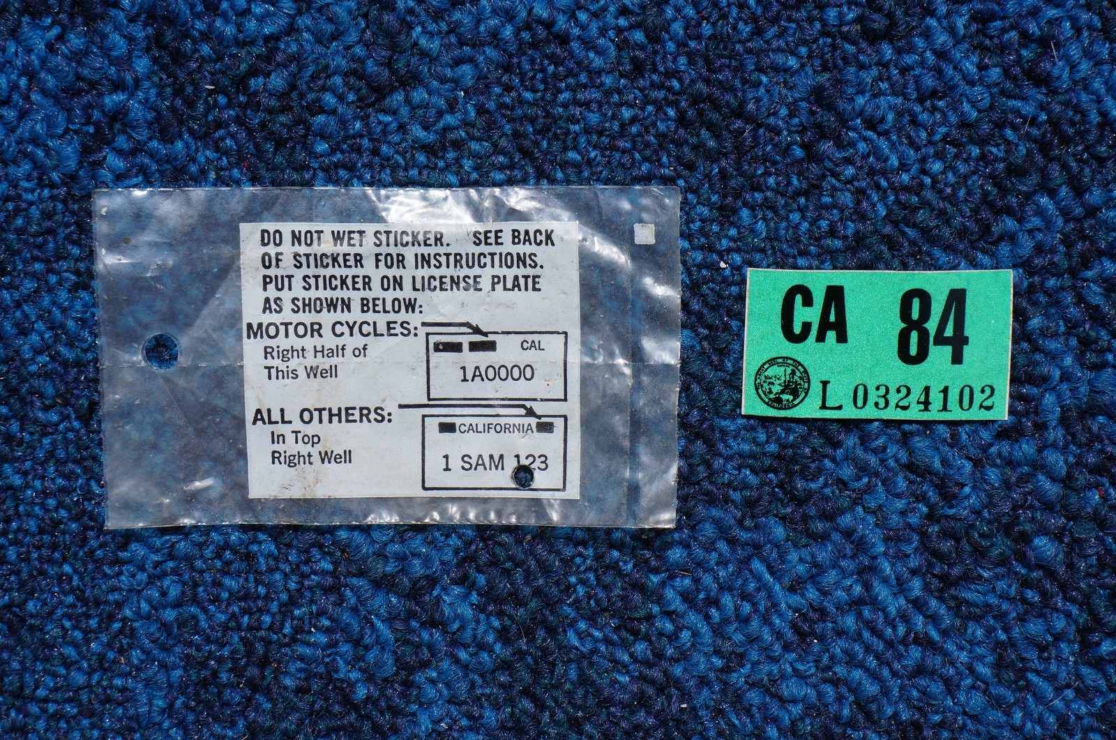 Vintage 1984 CALIFORNIA License Plate Validation Sticker Tab - Unused Vintage 1984 CALIFORNIA License Plate Validation Sticker Tab - Unused