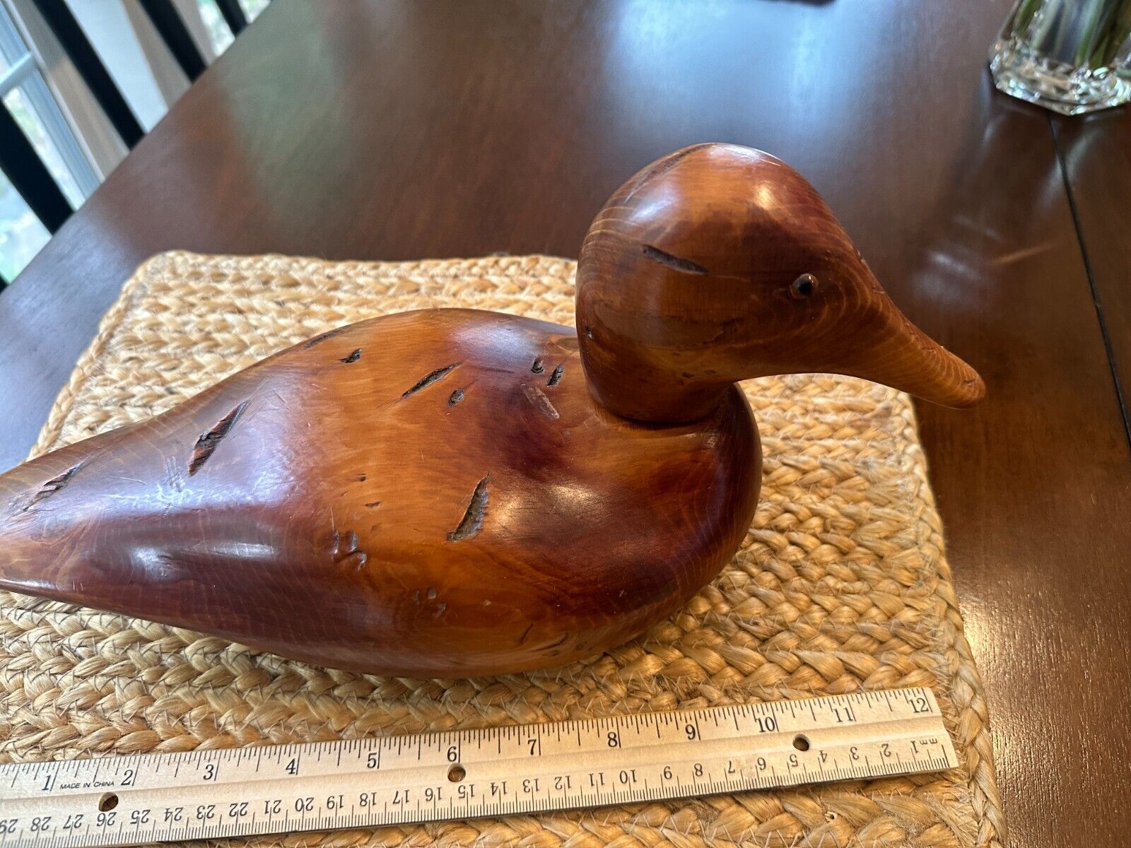 Texas Artist Al Balfay\'s  Stained Wood Duck Carving, excellent condition 
