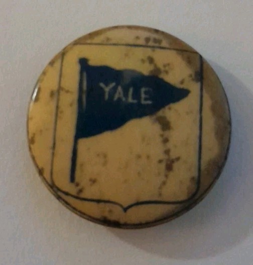 Yale University Pinback Button Blue Flag Alumni Pin Old Late 19th Century Yale University Pinback Button Blue Flag Alumni Pin Old Late 19th Century