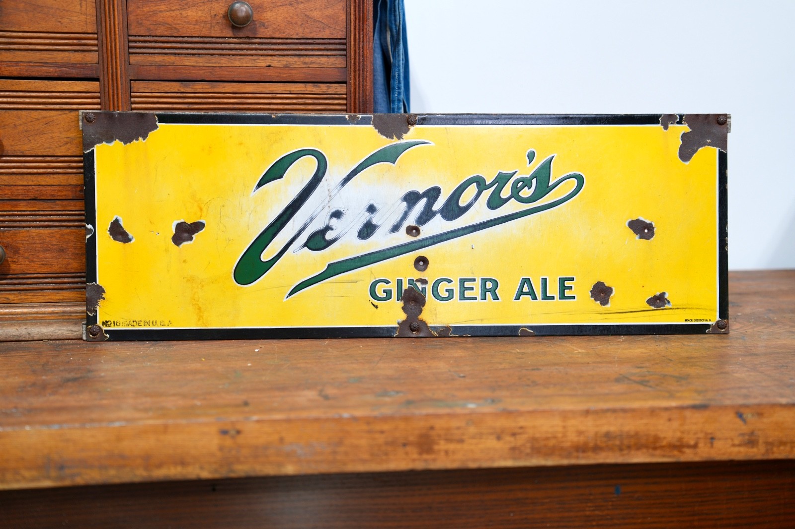 VINTAGE VERNORS GINGER ALE PORCELAIN SODA SIGN OLD BEVERAGE COLA DRINK 29"
