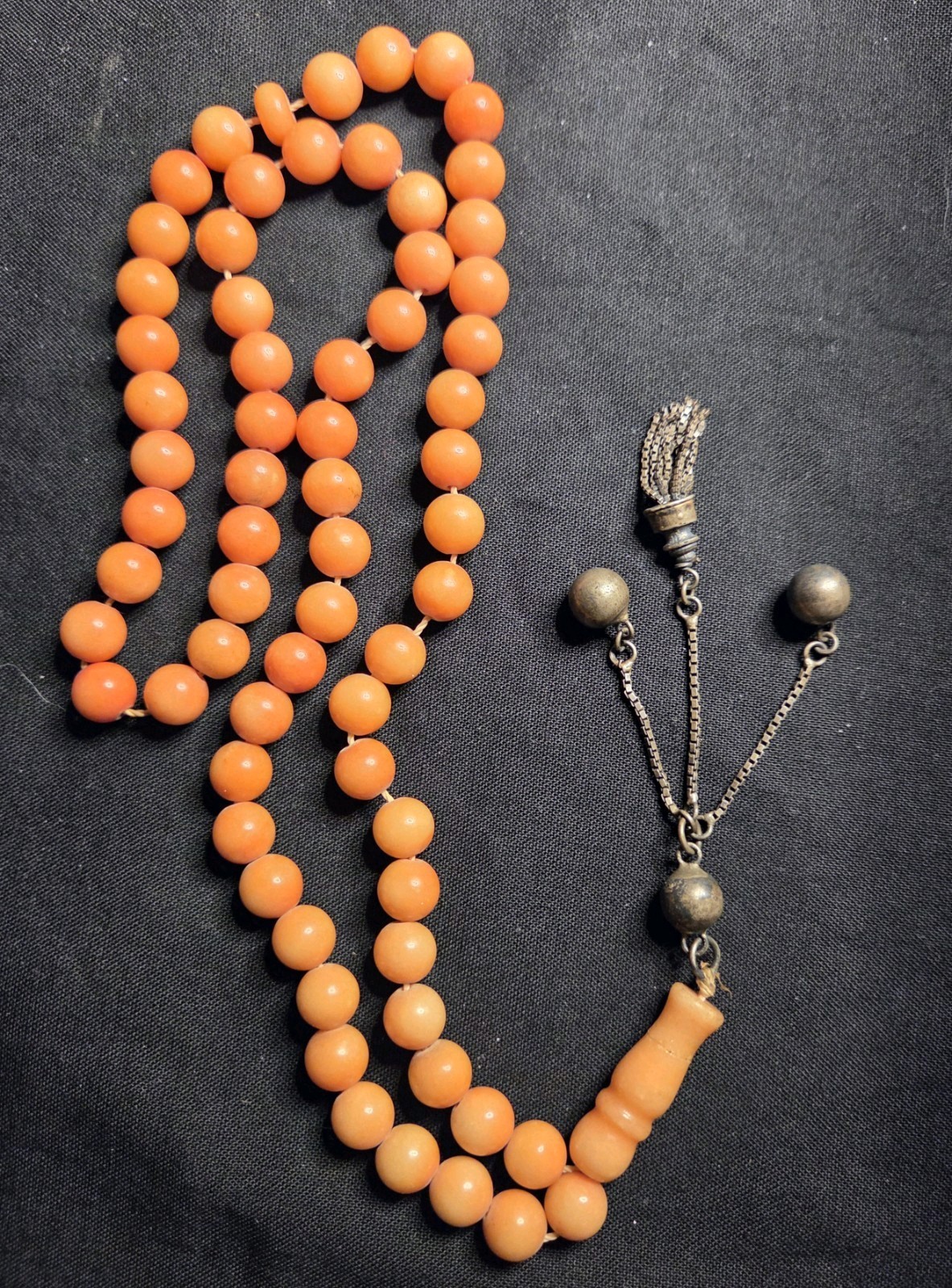 Antique Angel Skin Pink Coral Prayer Beads w/Tassel Authentic - Handmade Egypt Antique Angel Skin Pink Coral Prayer Beads w/Tassel Authentic - Handmade Egypt