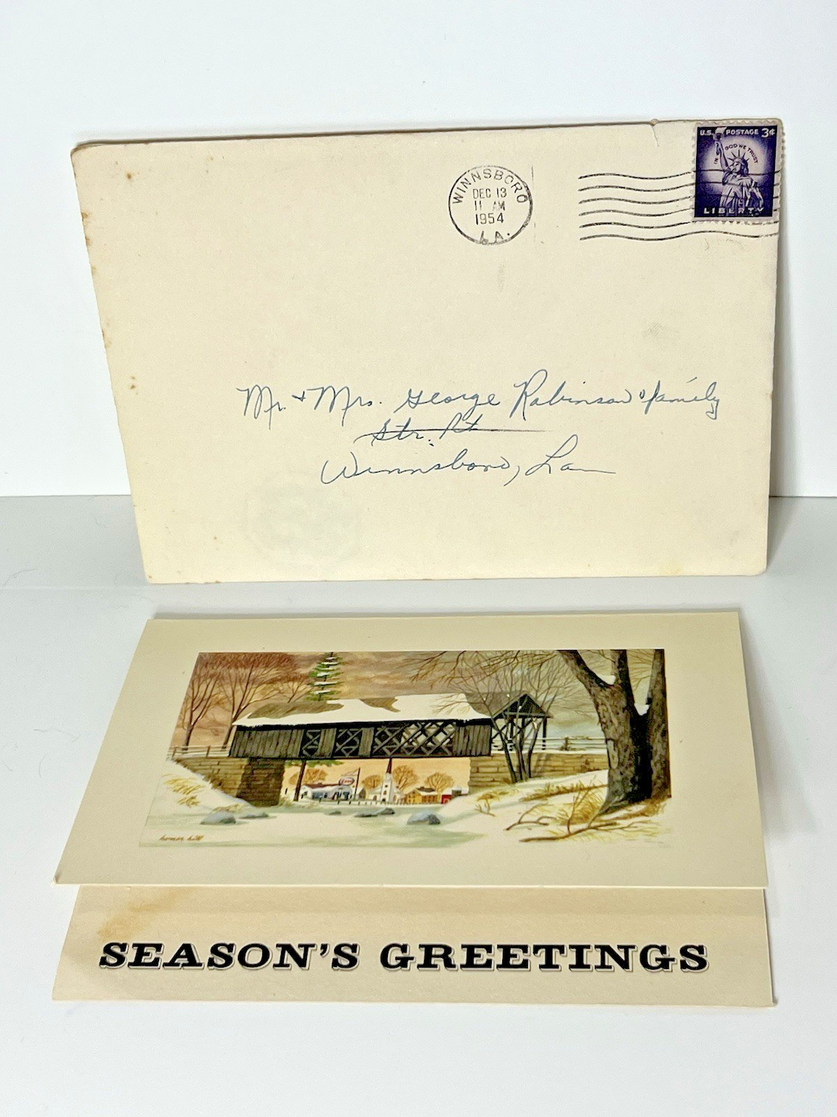 Vintage 1954 Esso Christmas Card Promotional Gas Oil Advertising W/Envelope Used Vintage 1954 Esso Christmas Card Promotional Gas Oil Advertising W/Envelope Used
