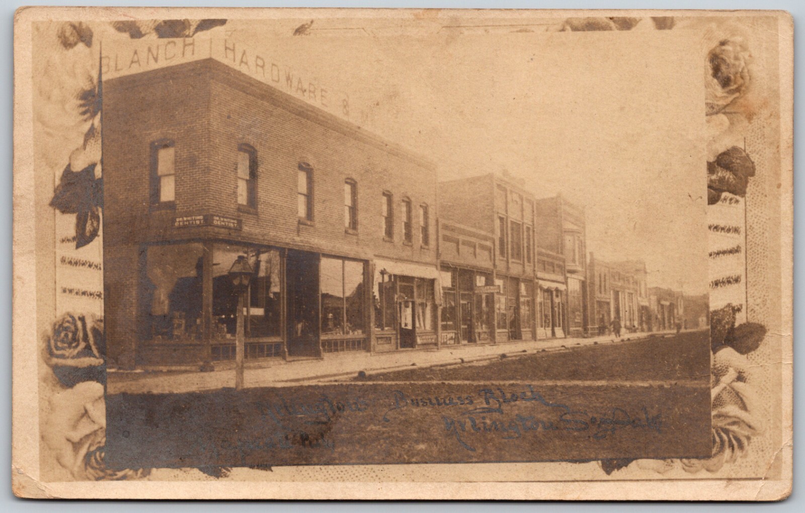 c1907 RPPC Arlington South Dakota Business Block Floral Border ANTIQUE Postcard c1907 RPPC Arlington South Dakota Business Block Floral Border ANTIQUE Postcard