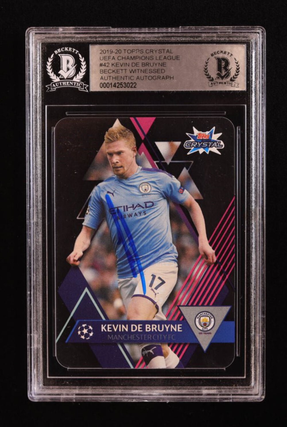 Kevin De Bruyne Signed 2019-20 Topps Crystal UEFA Champions League #42 (BGS) Bec