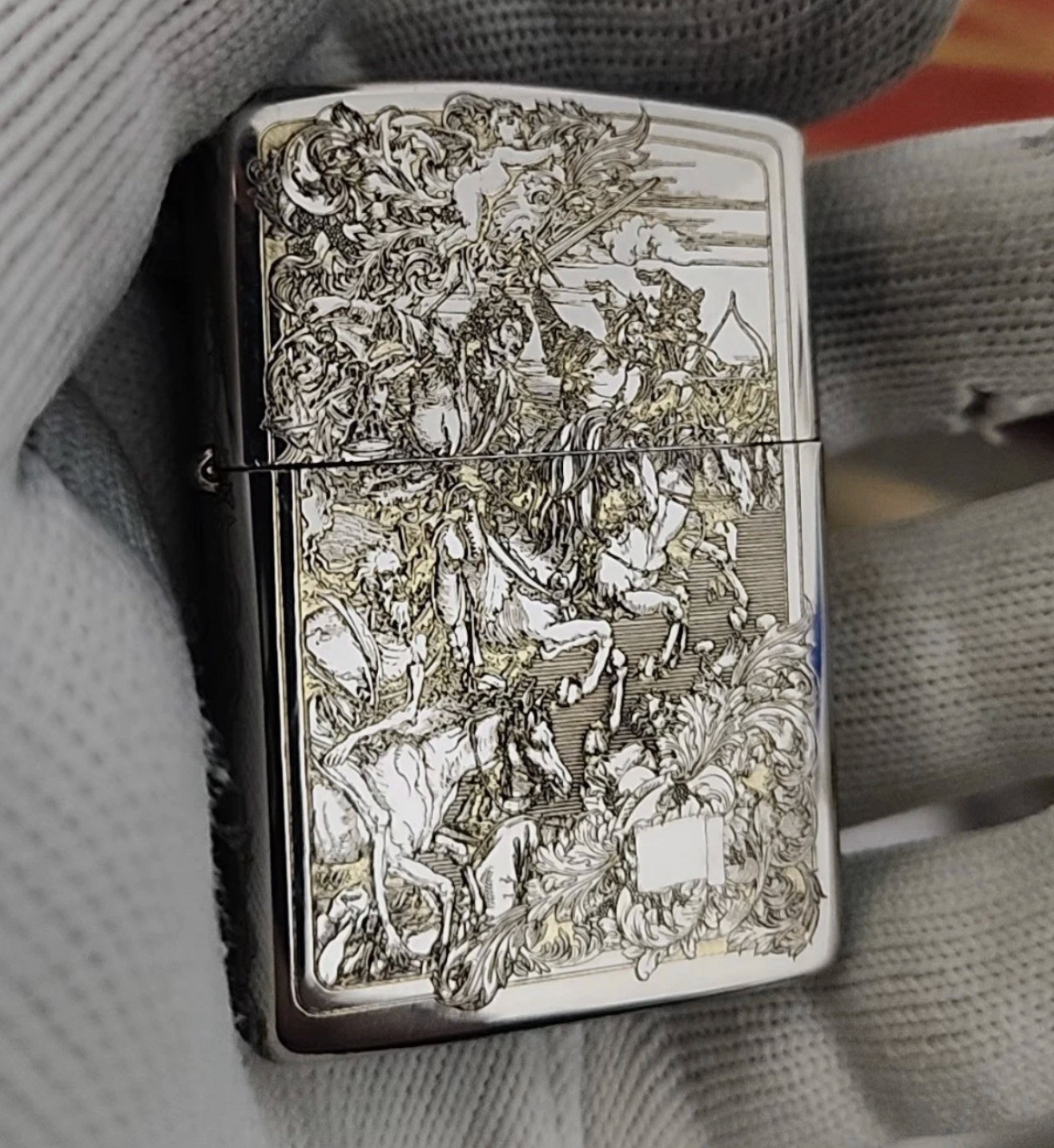 Zippo Four Horsemen of the Apocalypse Lighter Silver Engraved Collectible w Box Zippo Four Horsemen of the Apocalypse Lighter Silver Engraved Collectible w Box