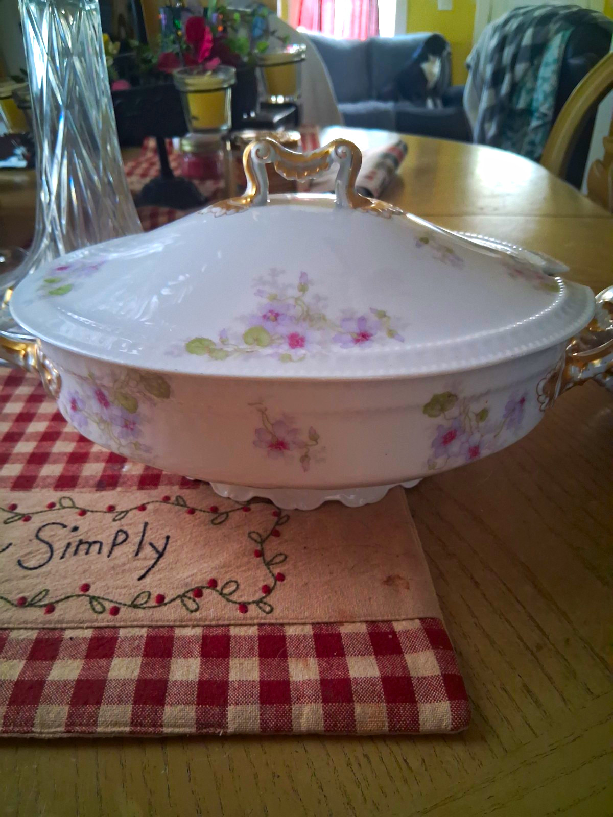 Haviland France Porcelain Floral Oval Soup Tureen  Lid 1 Qt Victorian set of two