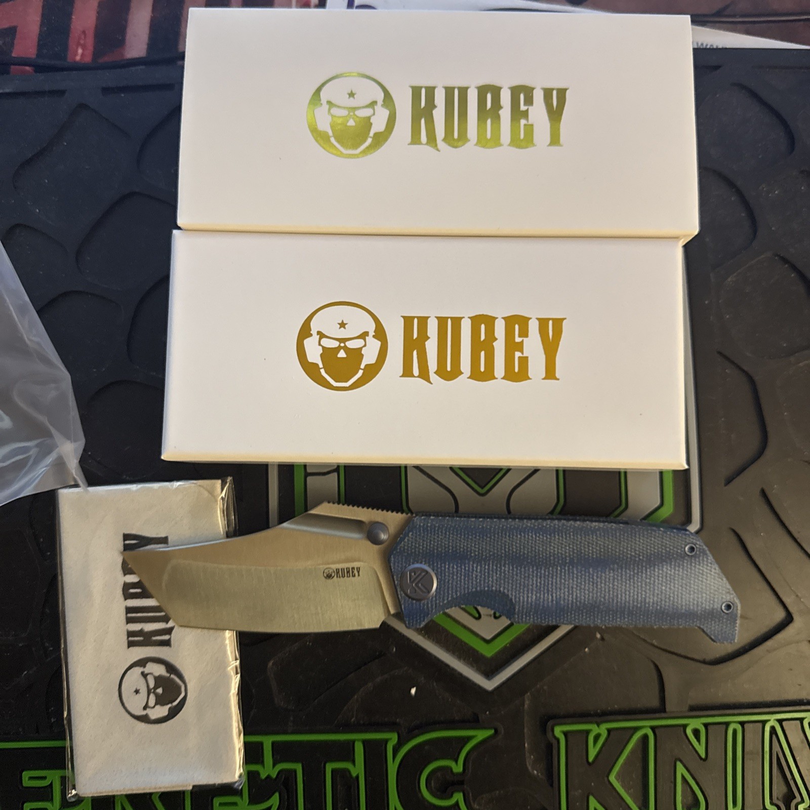 KUBEY HAMSTER KU402E Folding Pocketknife Blue-Jean Micarta Linerlock KUBEY HAMSTER KU402E Folding Pocketknife Blue-Jean Micarta Linerlock