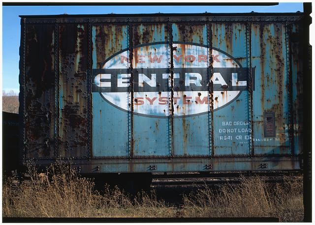 Photo:Juniata Shops Chestnut St East Side NYC Central Freight Car 1950s